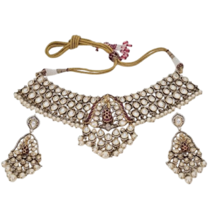 Kundan Pearl Choker Necklace Set